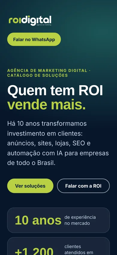 Catálogo digital da ROI Digital aberto no celular