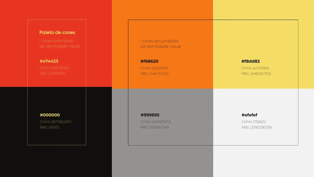 Paleta de cores de uma identidade visual em manual de marca da ROI Digital