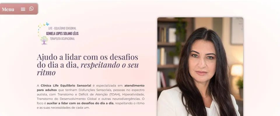 Landing page da Clínica Life Equilíbrio Sensorial