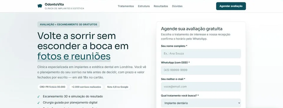 Modelo de landing page de conversão para serviços criado pela ROI Digital