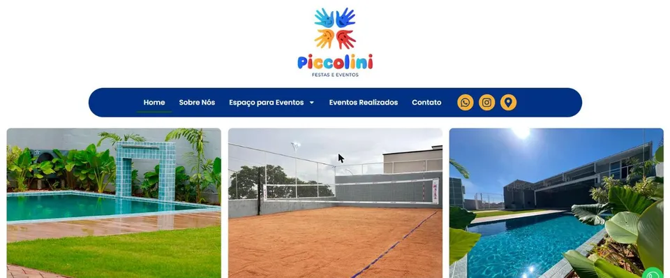 Site do Piccolini Eventos, espaço para eventos em Goiânia