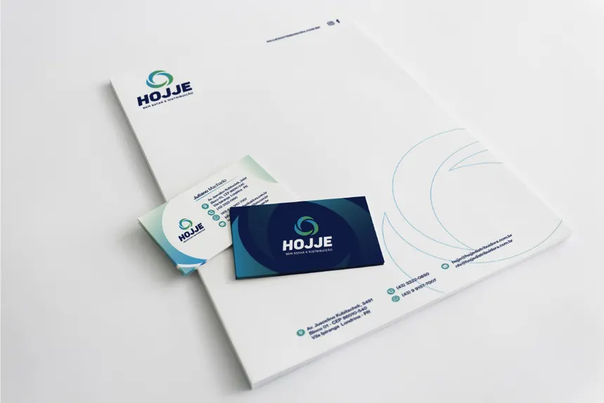Material promocional e papelaria da marca Hojje
